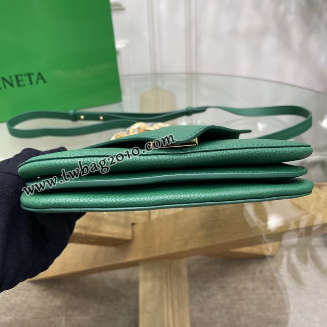 Bottega veneta高端女包 KF0021 寶緹嘉叢林綠荔枝紋肩背女包 BV2021新款V字蓋頭鏈條女包  gxz1336